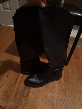 Franco Sarto Black Leather Knee-High Riding Boots - Size 9.5